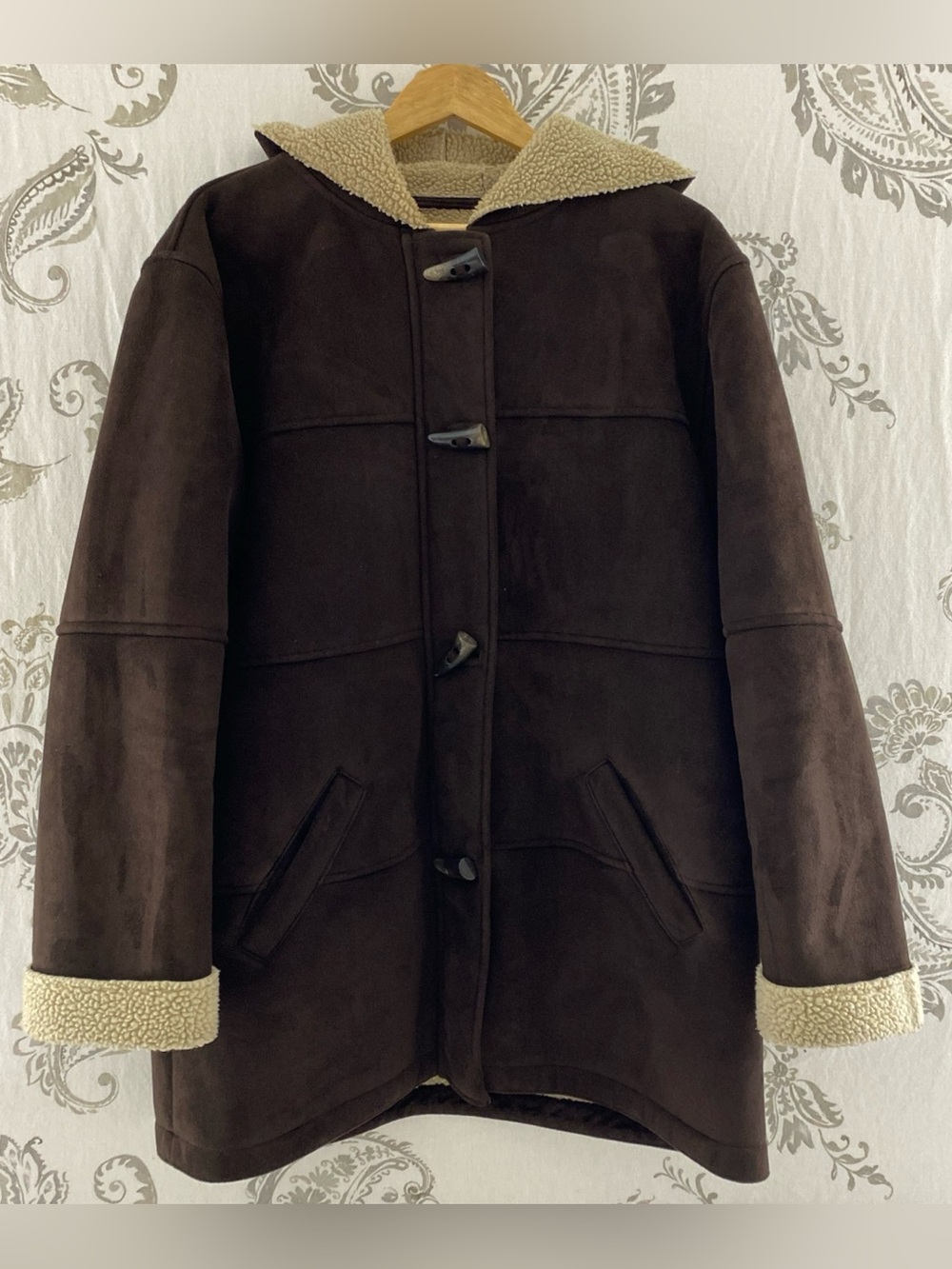 Vintage Ralph Lauren Coat Faux Sherpa Lined Hooded Toggle Faux
Sueded Jacket